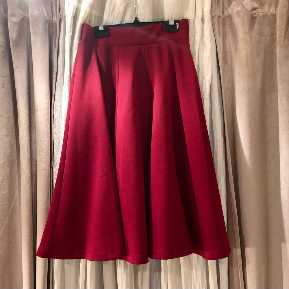Burgundy midi skirt